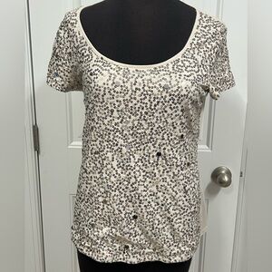 White House Black Market Sequin Short Sleeve Top